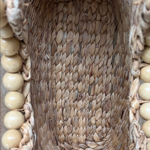 Bohemian Style Natural Woven Tote Bag with Wooden Handles - Picture 8 of 14